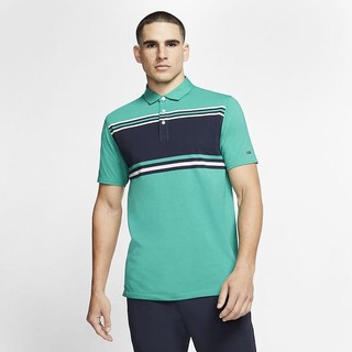 Polo Nike Dri-FIT Player Striped Golf Barbati Verzi Obsidienne Argintii | EOKS-48156